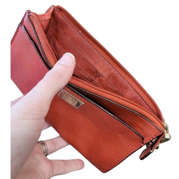 Coach Orange Leather Wristlet Wallet - Women's Designer Handbag with Strap - Picture 8 of 13